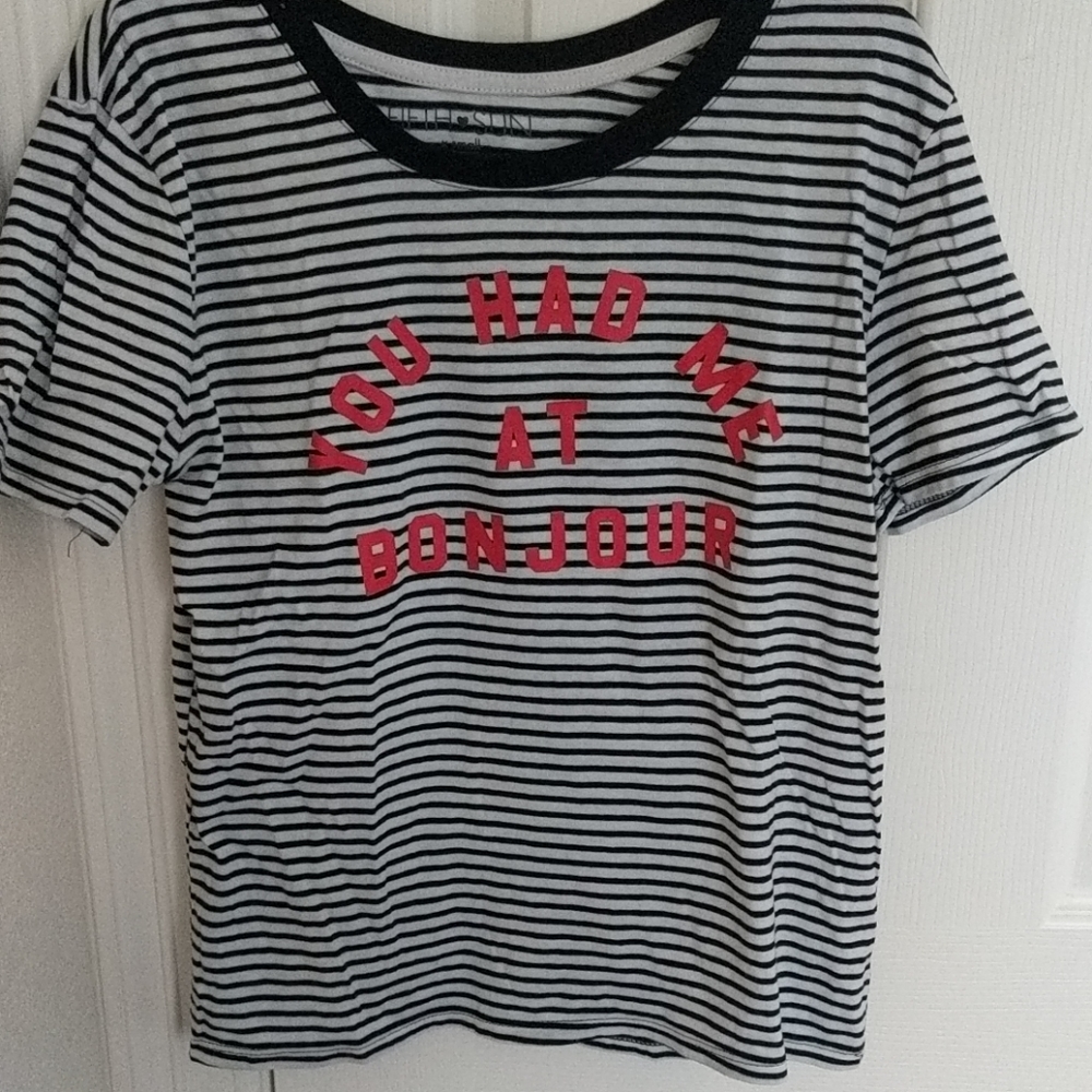 You had me at Bonjour womens short sleeve top